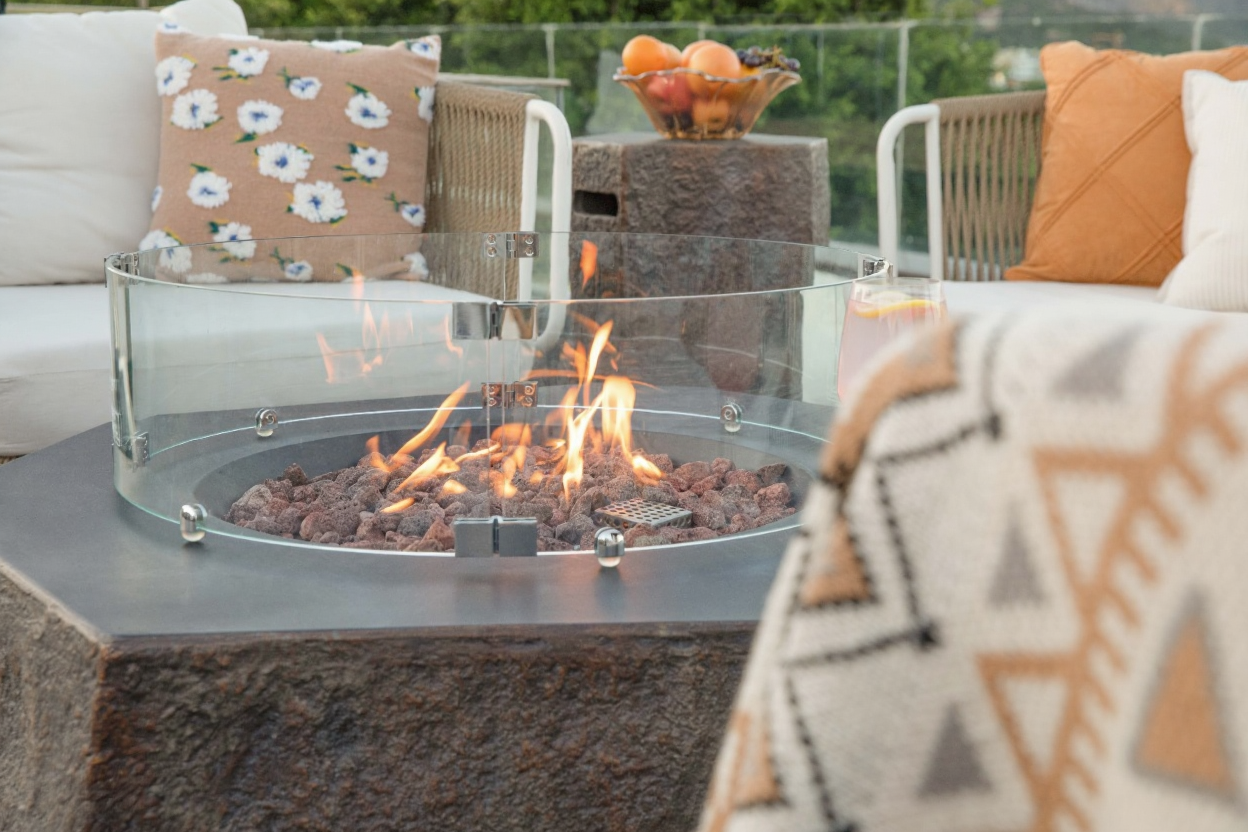 Elementi Columbia Octagonal Concrete Outdoor Fire Table