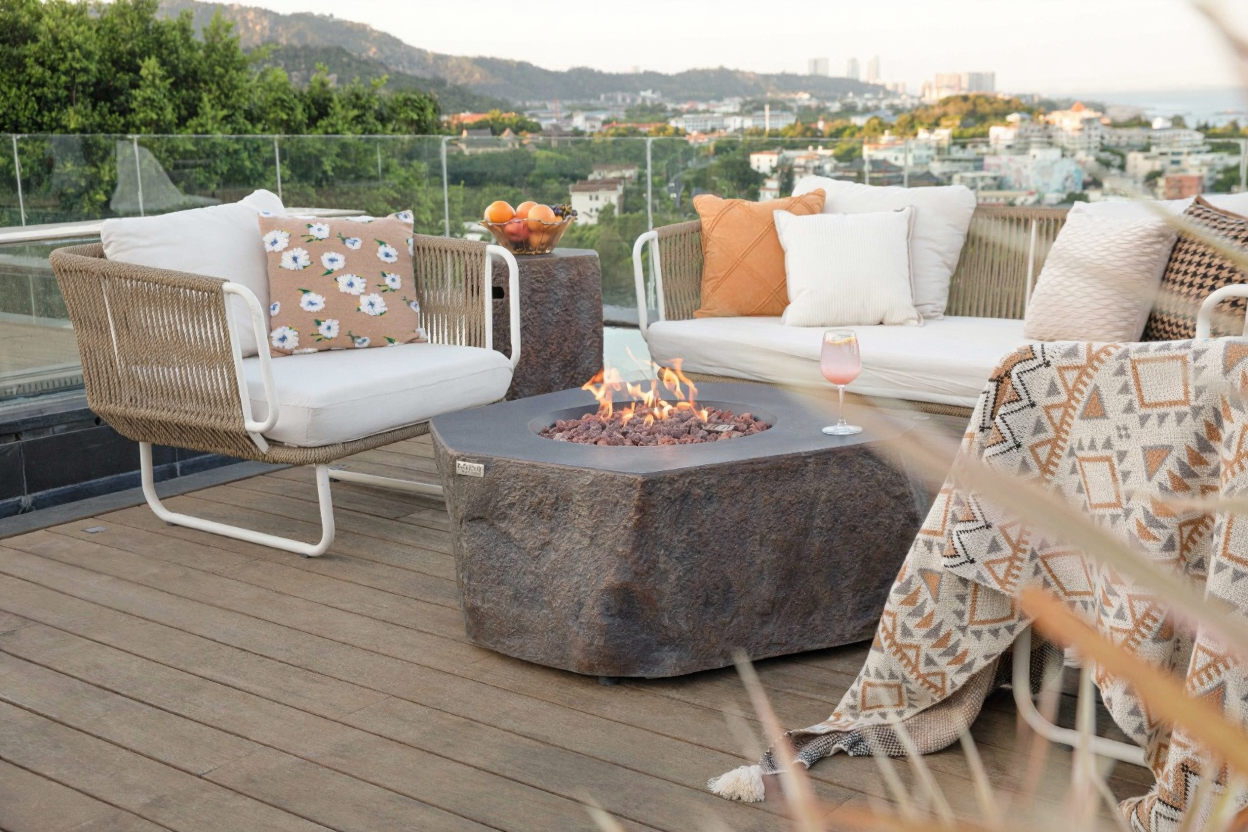 Elementi Columbia Octagonal Concrete Outdoor Fire Table