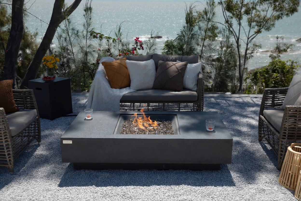 Elementi Cannes Charcoal Concrete Outdoor Fire Table