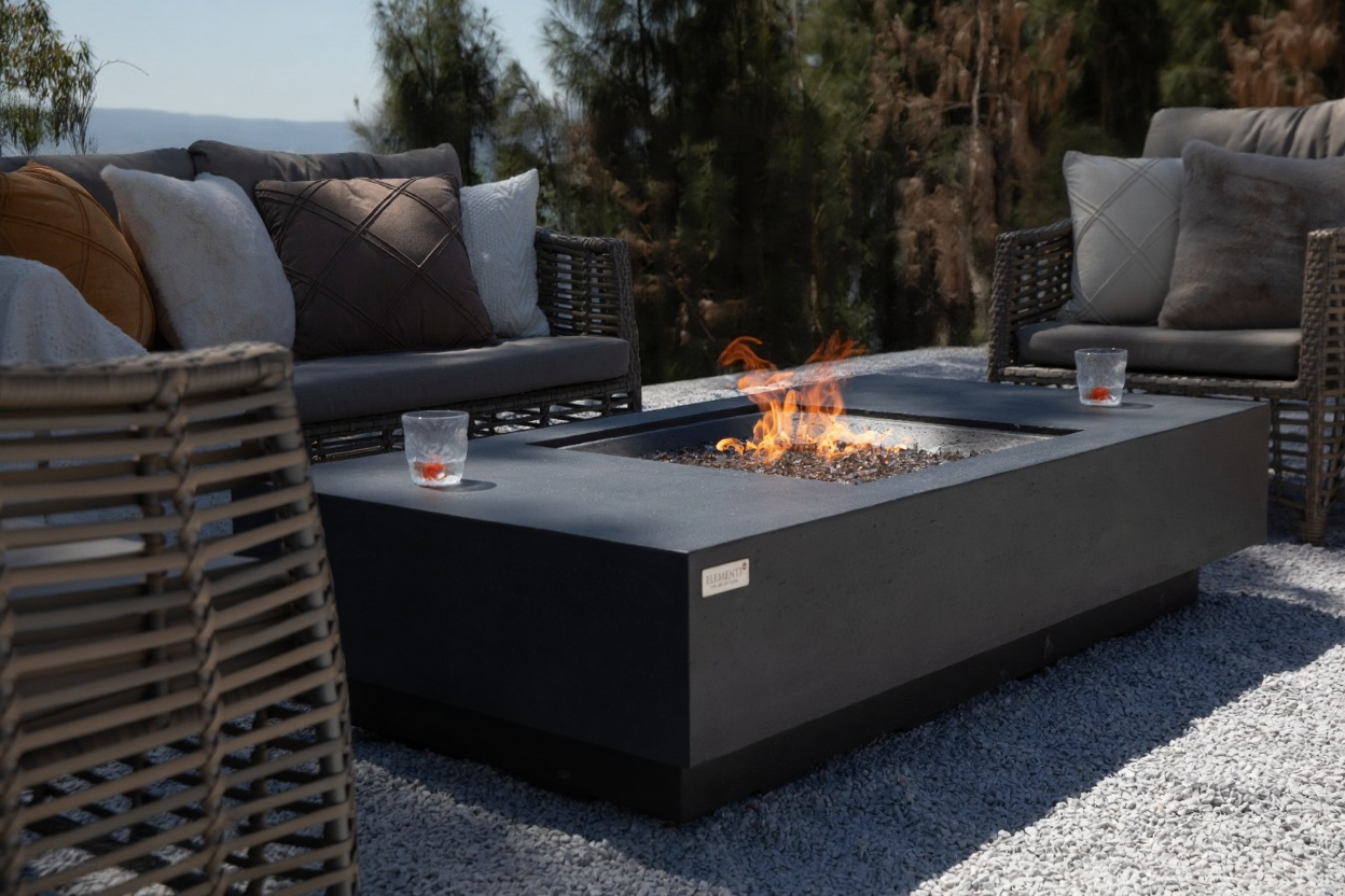 Elementi Cannes Charcoal Concrete Outdoor Fire Table