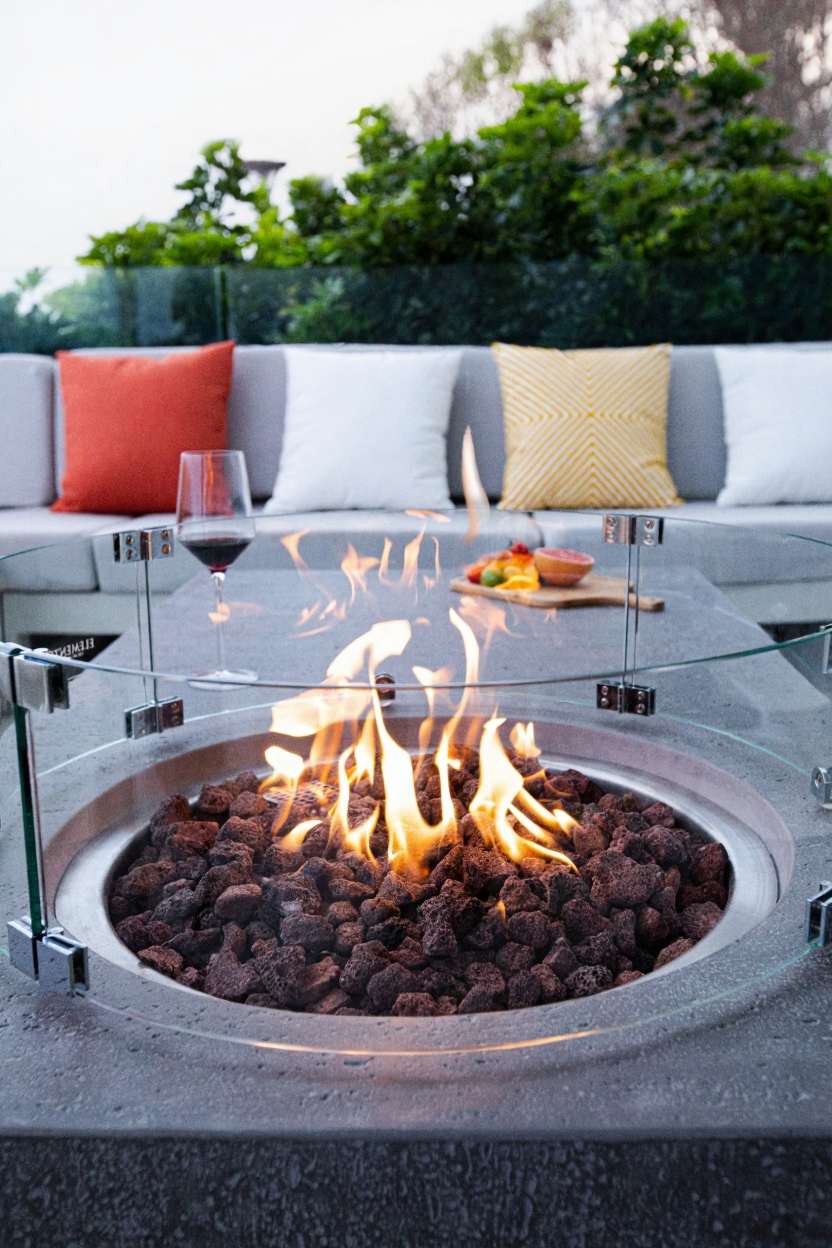 Elementi Metropolis Light Grey Concrete Fire Table