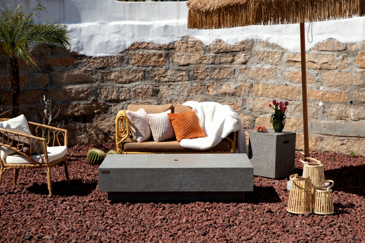 Elementi Monte Carlo Light Grey Concrete Outdoor Fire Table