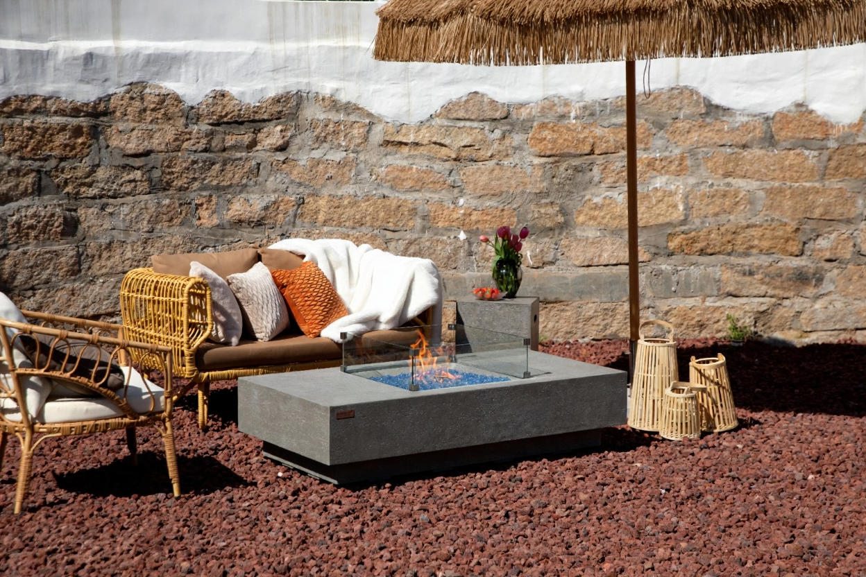 Elementi Monte Carlo Light Grey Concrete Outdoor Fire Table