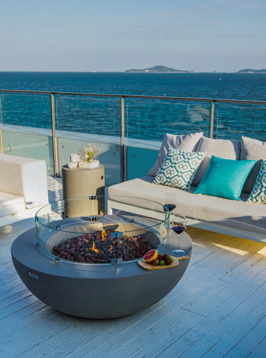 Elementi Lunar Light Grey Concrete Fire Bowl