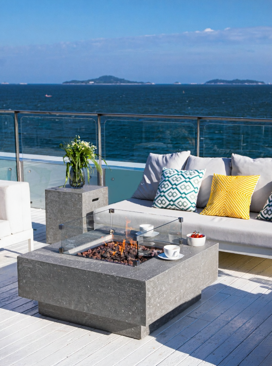 Elementi Manhattan Concrete Square Outdoor Fire Table