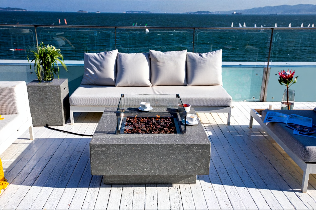 Elementi Manhattan Concrete Square Outdoor Fire Table