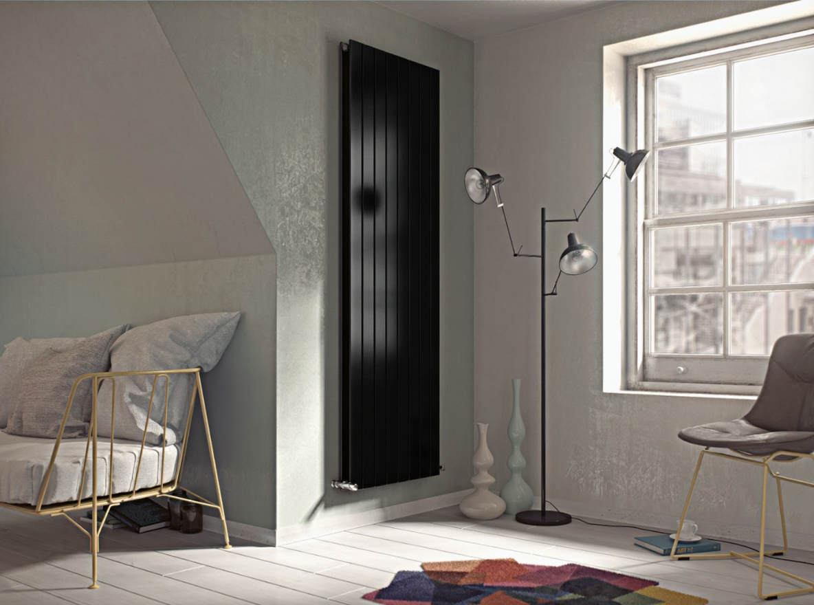 Eucotherm Mars Duo Vertical Flat Panel Designer Radiator in Black | 1 colour, 5 sizes
