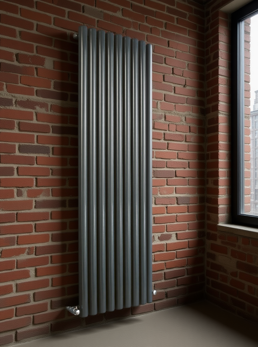 Eucotherm Vulkan Round Tube Single Vertical Designer Radiator | 2 colours, 3 sizes