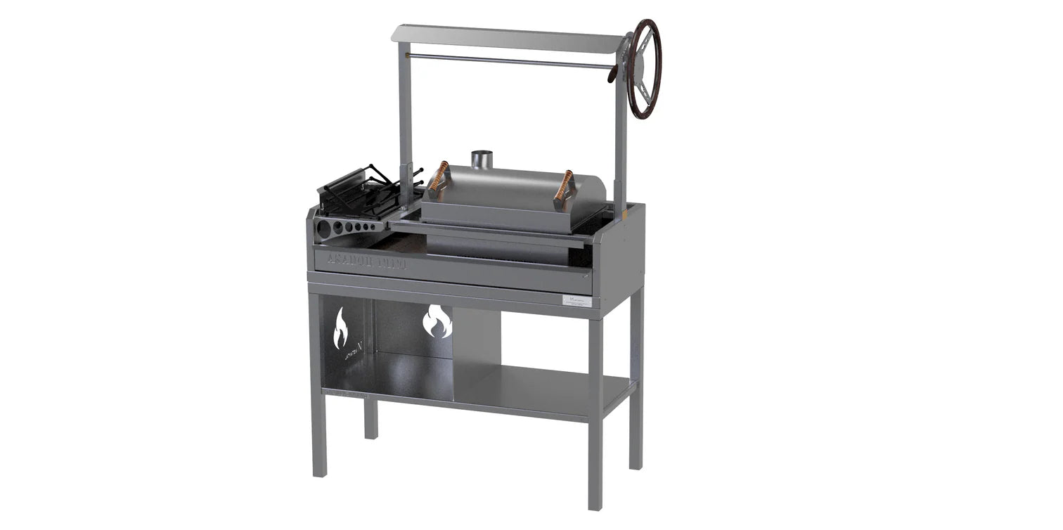Metartal Asador Nino Stainless Steel Stand on Castors with Log Storage Area