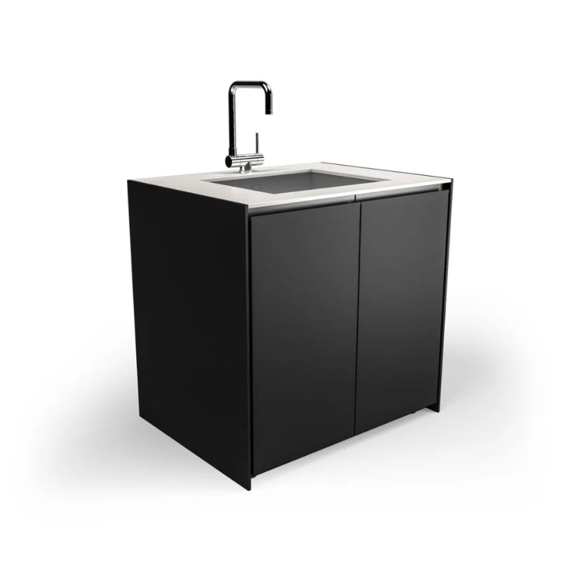 Fontana Ignes Black Outdoor Kitchen – 5 Burner BBQ, Sink, Fridge, and Gas Hob