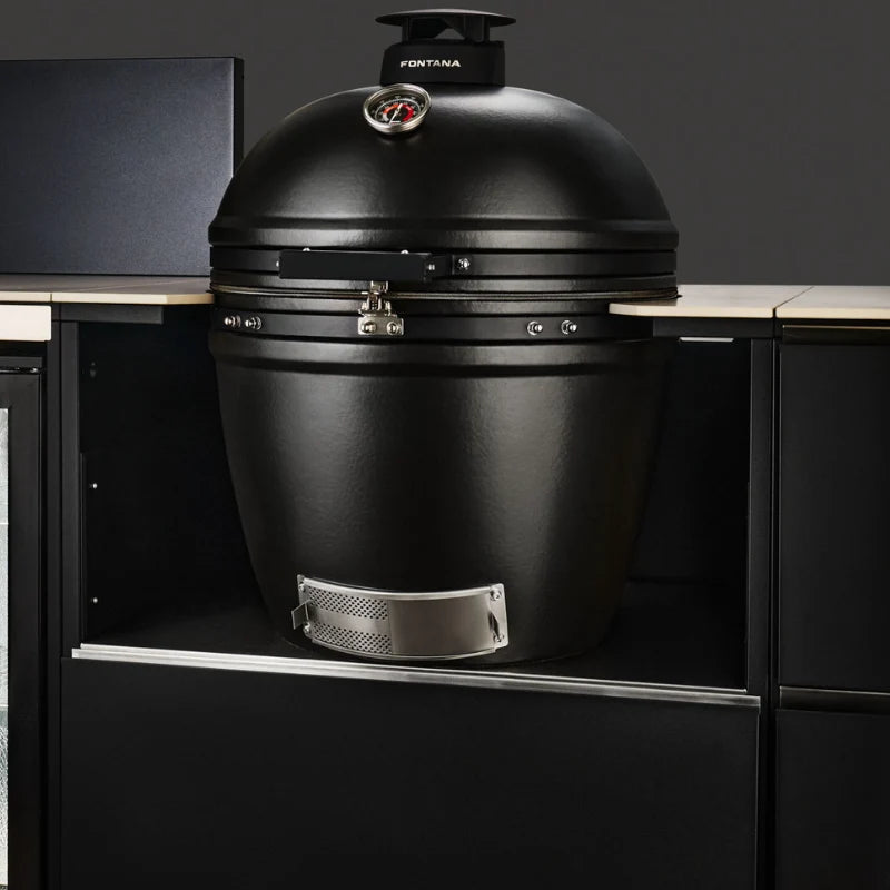 Fontana Ignes Black Outdoor Kitchen – 5 Burner BBQ, Sink, Fridge, and Gas Hob