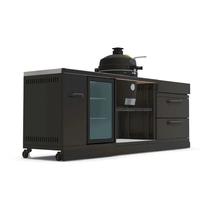 GRLLR Outdoor Kitchen - Ember Classic 18 inch Kamado, Fridge and Sink - outdoor grill - Ice Cold Spice | Black