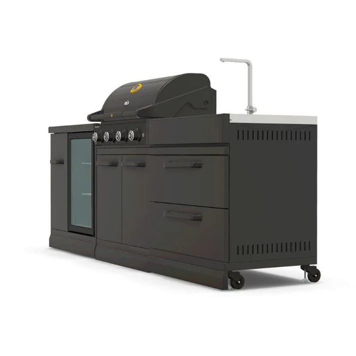 GRLLR Outdoor Kitchen - G4S 4 Burner BBQ, Fridge and Sink - outdoor grill - Ice Cold Spice | Black