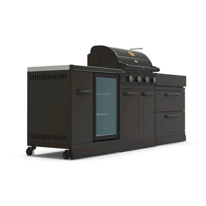 GRLLR Outdoor Kitchen - G4S 4 Burner BBQ, Fridge and Sink - outdoor grill - Ice Cold Spice | Black