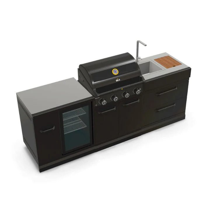 GRLLR Outdoor Kitchen - G4S 4 Burner BBQ, Fridge and Sink - outdoor grill - Ice Cold Spice | Black