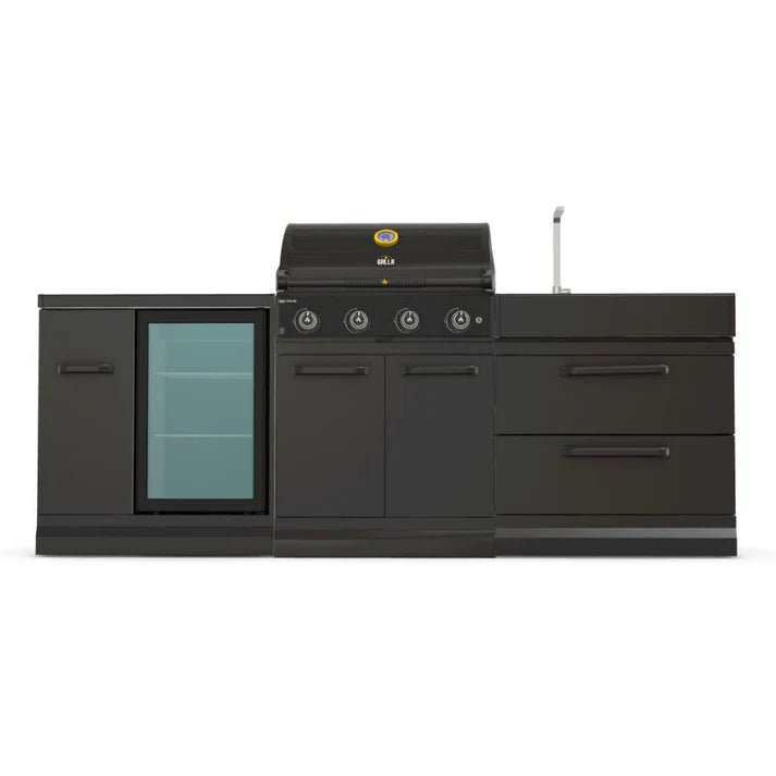 GRLLR Outdoor Kitchen - G4S 4 Burner BBQ, Fridge and Sink - outdoor grill - Ice Cold Spice | Black