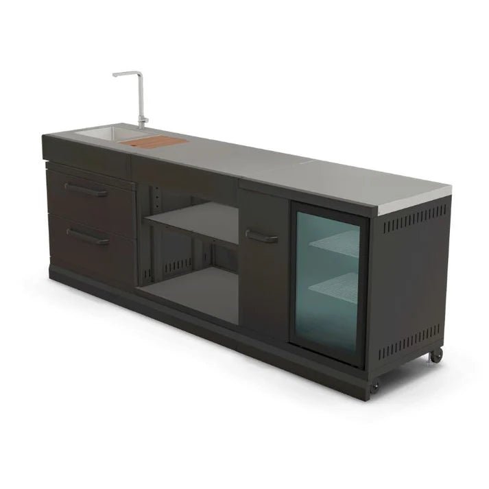 GRLLR Outdoor Kitchen with Fridge, Sink and Expansion Unit - outdoor grill - Ice Cold Spice | Black