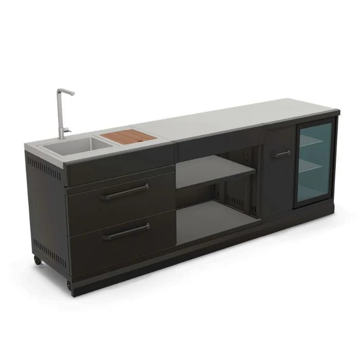 GRLLR Outdoor Kitchen with Fridge, Sink and Expansion Unit - outdoor grill - Ice Cold Spice | Black