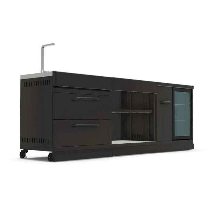GRLLR Outdoor Kitchen with Fridge, Sink and Expansion Unit - outdoor grill - Ice Cold Spice | Black