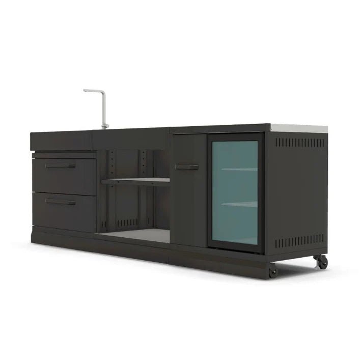 GRLLR Outdoor Kitchen with Fridge, Sink and Expansion Unit - outdoor grill - Ice Cold Spice | Black