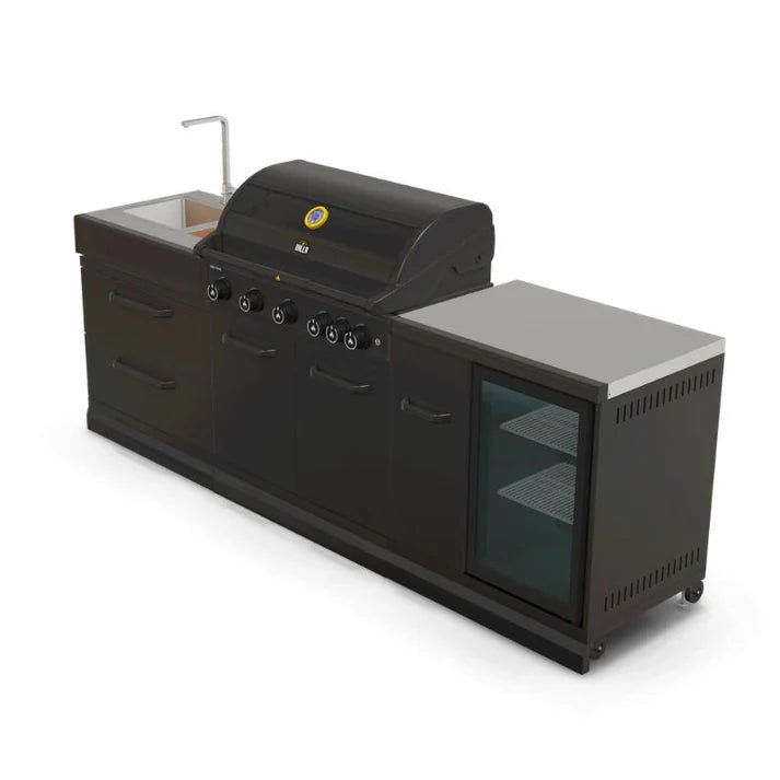 GRLLR Outdoor Kitchen - G5S 5 Burner BBQ, Fridge and Sink - outdoor grill - Ice Cold Spice | Black