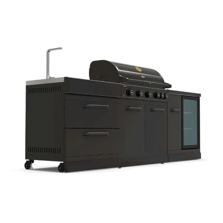 GRLLR Outdoor Kitchen - G5S 5 Burner BBQ, Fridge and Sink - outdoor grill - Ice Cold Spice | Black