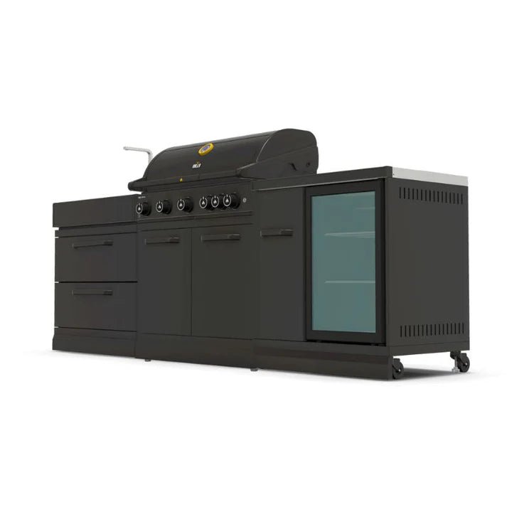 GRLLR Outdoor Kitchen - G5S 5 Burner BBQ, Fridge and Sink - outdoor grill - Ice Cold Spice | Black
