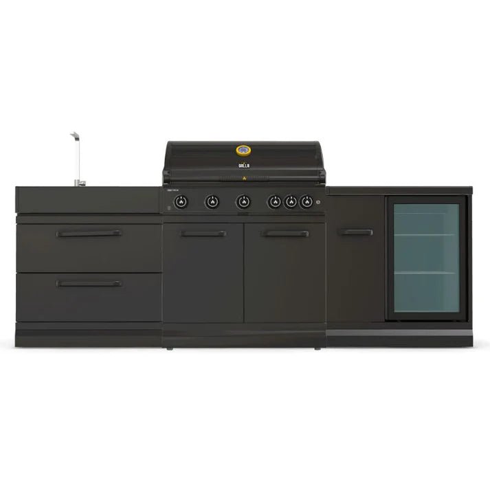 GRLLR Outdoor Kitchen - G5S 5 Burner BBQ, Fridge and Sink - outdoor grill - Ice Cold Spice | Black