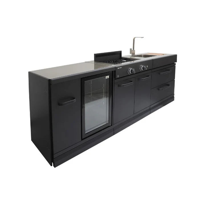 GRLLR Outdoor Kitchen with Stove, Fridge and Sink - outdoor grill - Ice Cold Spice | Black