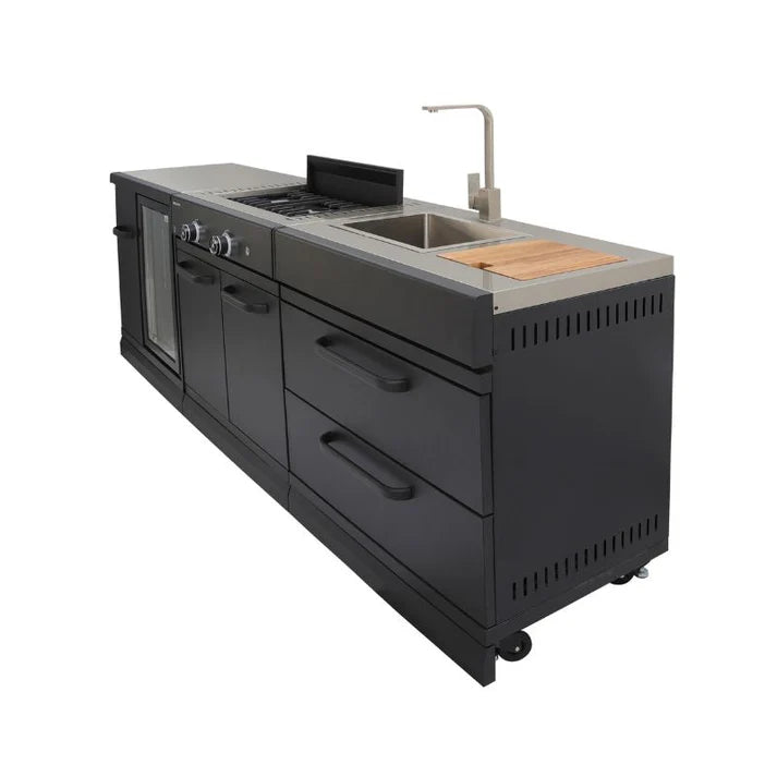 GRLLR Outdoor Kitchen with Stove, Fridge and Sink - outdoor grill - Ice Cold Spice | Black