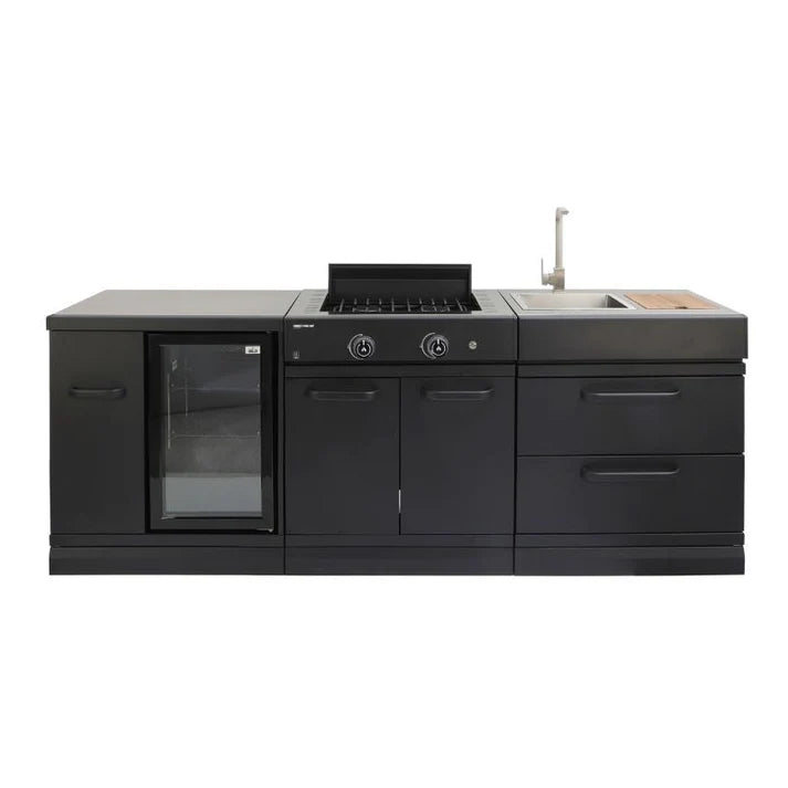 GRLLR Outdoor Kitchen with Stove, Fridge and Sink - outdoor grill - Ice Cold Spice | Black