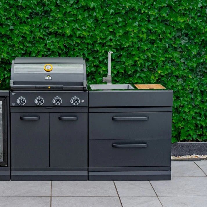 GRLLR Outdoor Kitchen with Stove, Fridge and Sink - outdoor grill - Ice Cold Spice | Black