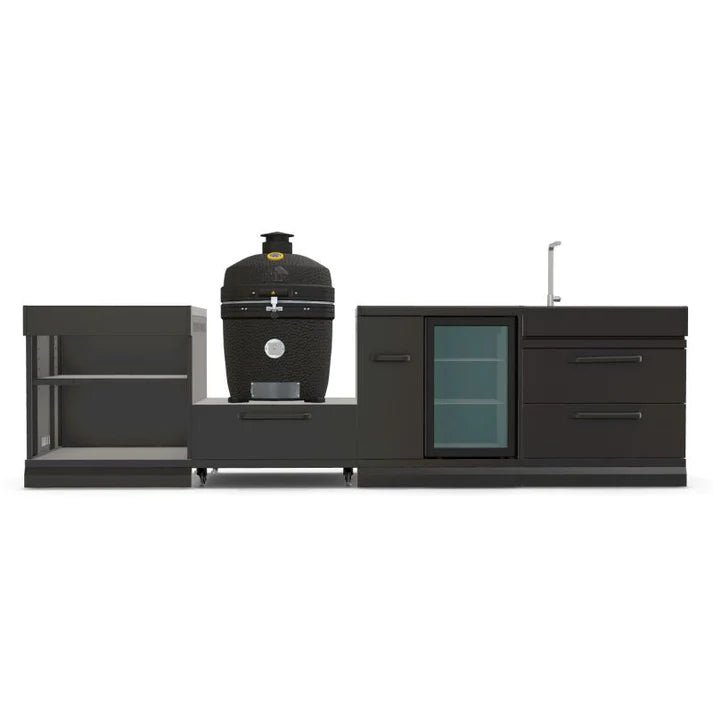 GRLLR Outdoor Kitchen - Kamado Station, Fridge, Sink and Expansion Unit - outdoor grill - Ice Cold Spice | Black GRLLR Ember Classic 22" Kamado