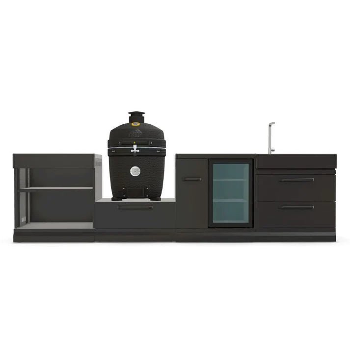 GRLLR Outdoor Kitchen - Kamado Station, Fridge, Sink and Expansion Unit - outdoor grill - Ice Cold Spice | Black GRLLR Ember Pro Kamado