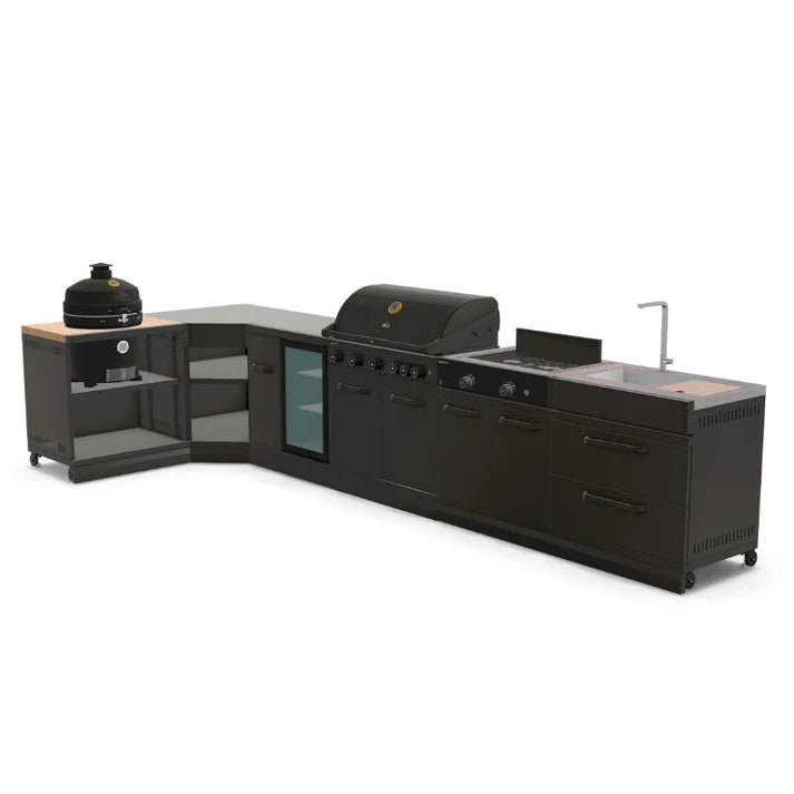GRLLR Outdoor Kitchen - G5S 5 Burner BBQ, Stove, Fridge, Sink and Kamado Unit - outdoor grill - Ice Cold Spice | Black No Kamado Grill