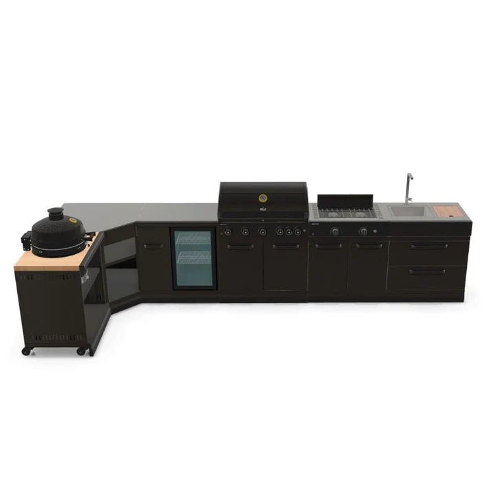 GRLLR Outdoor Kitchen - G5S 5 Burner BBQ, Stove, Fridge, Sink and Kamado Unit - outdoor grill - Ice Cold Spice | Black No Kamado Grill