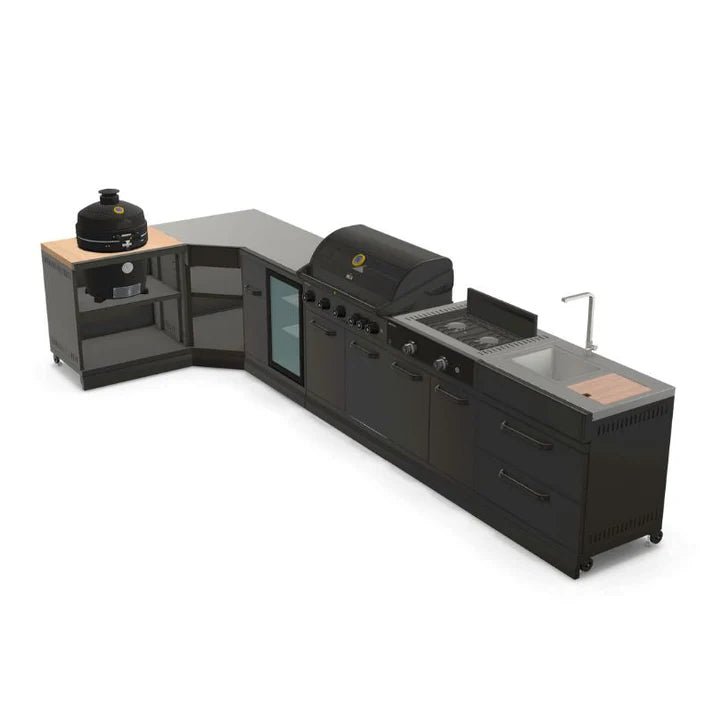 GRLLR Outdoor Kitchen - G5S 5 Burner BBQ, Stove, Fridge, Sink and Kamado Unit - outdoor grill - Ice Cold Spice | Black No Kamado Grill