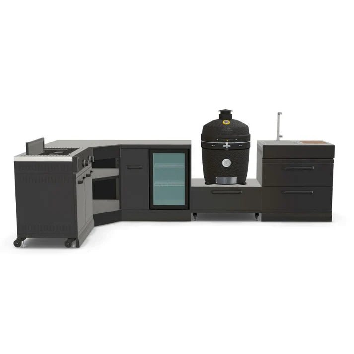 GRLLR Outdoor Kitchen - Kamado Station, Stove, Fridge and Sink - outdoor grill - Ice Cold Spice | Black GRLLR Ember Classic 22" Kamado
