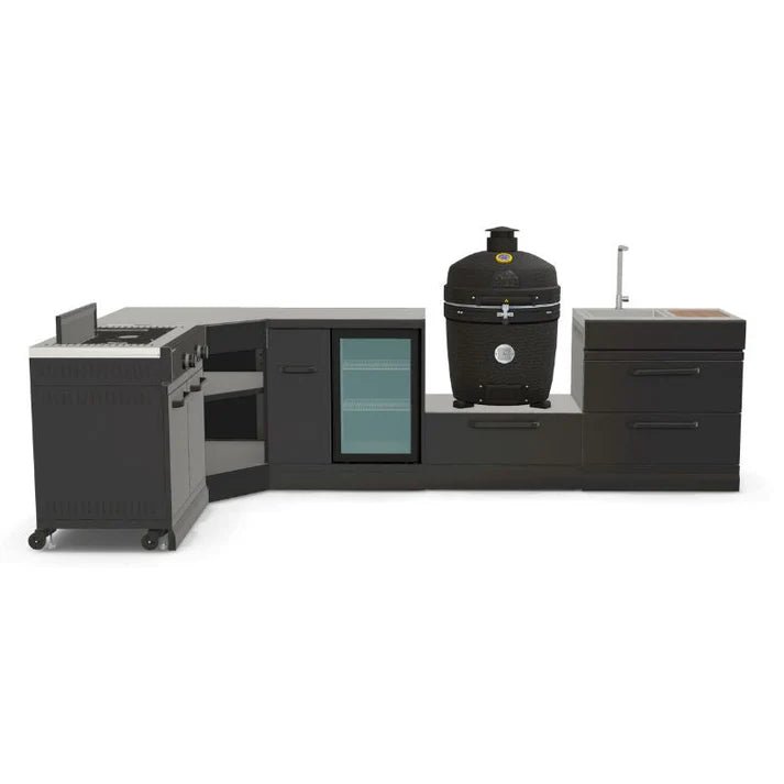GRLLR Outdoor Kitchen - Kamado Station, Stove, Fridge and Sink - outdoor grill - Ice Cold Spice | Black GRLLR Ember Pro Kamado