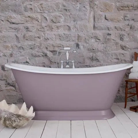 Hurlingham Galleon Cast Iron Bath in Farrow and Ball Brassica - baths - Ice Cold Spice | Farrow and Ball Brassica L1675 x W715 x H700