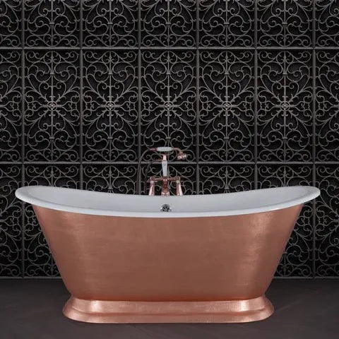 Hurlingham Galleon Cast Iron Bath in Copper Leaf Smoothed - baths - Ice Cold Spice | Copper Leaf Smoothed L1675 x W715 x H700