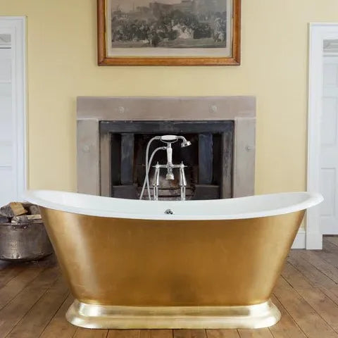 Hurlingham Galleon Cast Iron Bath in Faux Gold - baths - Ice Cold Spice | Faux Gold L1675 x W715 x H700