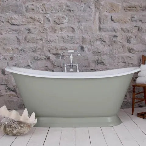 Hurlingham Galleon Cast Iron Bath in Farrow and Ball French Grey - baths - Ice Cold Spice | Farrow and Ball French Grey L1675 x W715 x H700