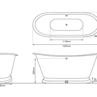 Hurlingham Galleon Cast Iron Bath in Zebra on Leather - baths - Ice Cold Spice | Zebra on Leather L1675 x W715 x H700