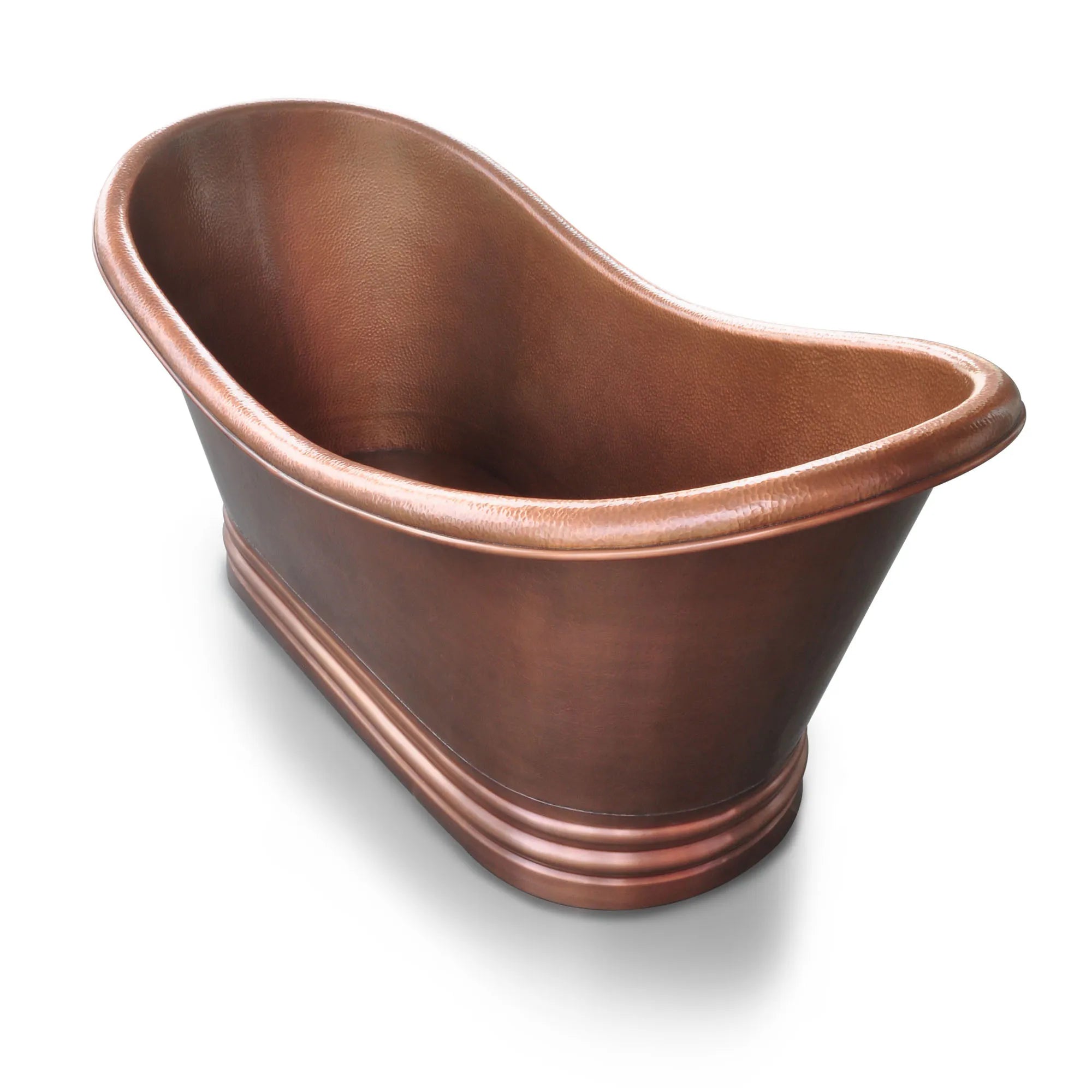 Coppersmith Creations Copper Freestanding Bathtub Antique Finish Hammered Ribbed Base