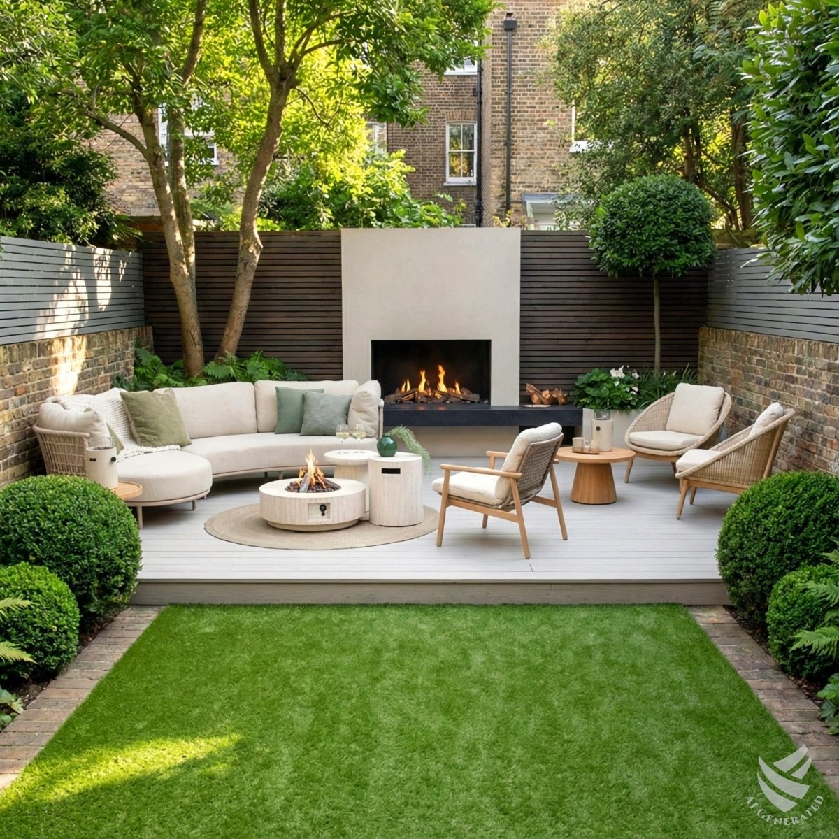 Happy Cocooning Estate Round 76 Gas Fire Table - outdoor fireplaces - Ice Cold Spice | Travertine