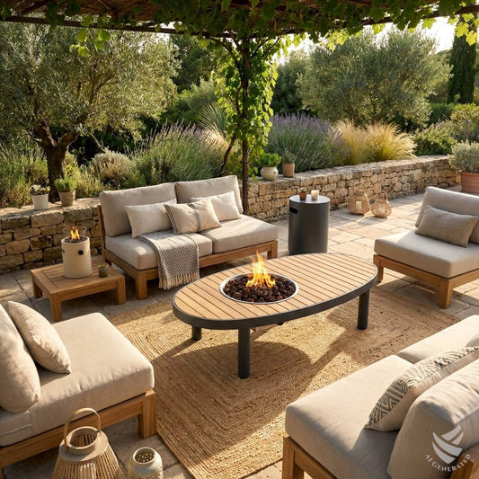 Happy Cocooning Riviera 140 Gas Fire Table - outdoor fireplaces - Ice Cold Spice | Smokey Anthracite