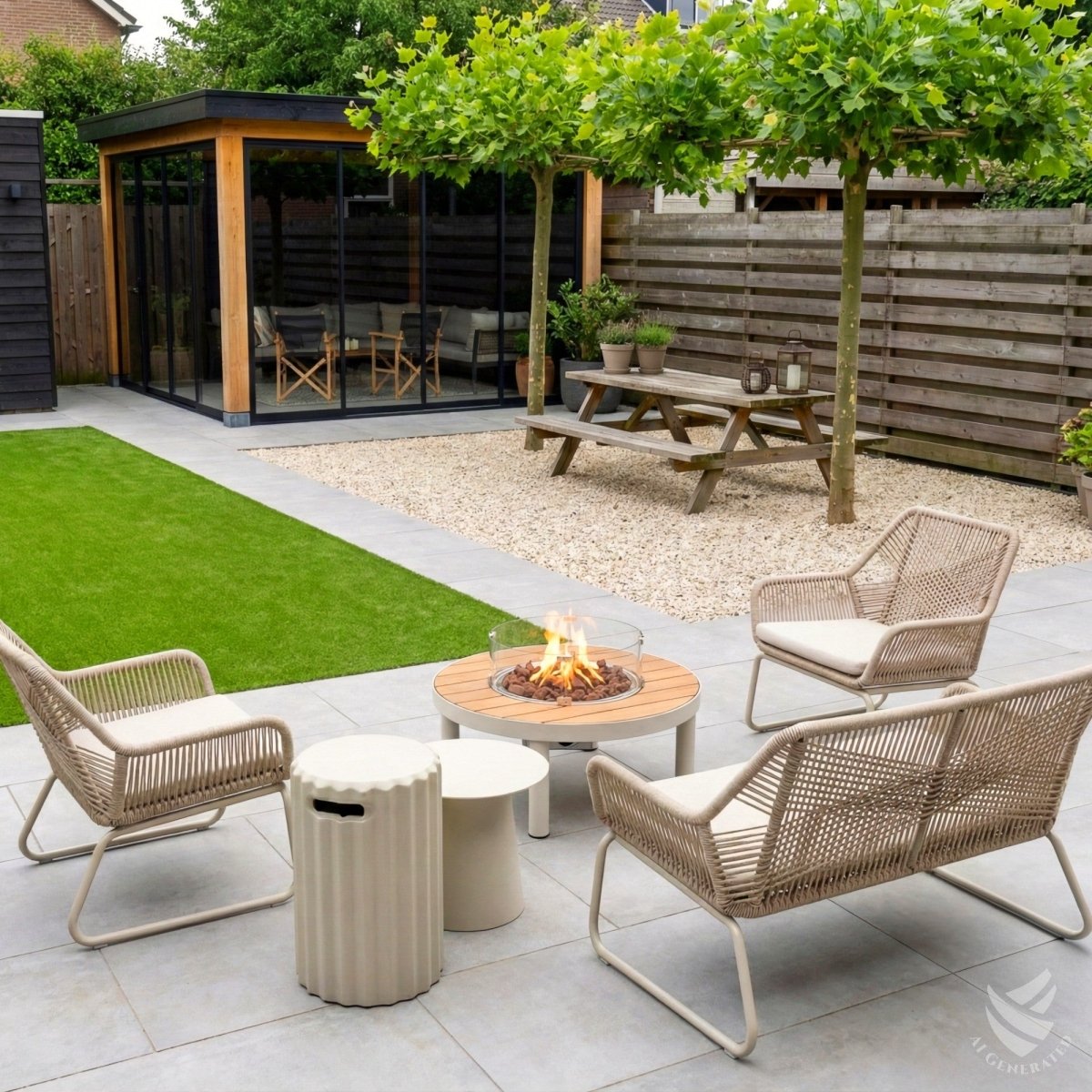 Happy Cocooning Riviera 80 Gas Fire Table - outdoor fireplaces - Ice Cold Spice | Smokey Anthracite