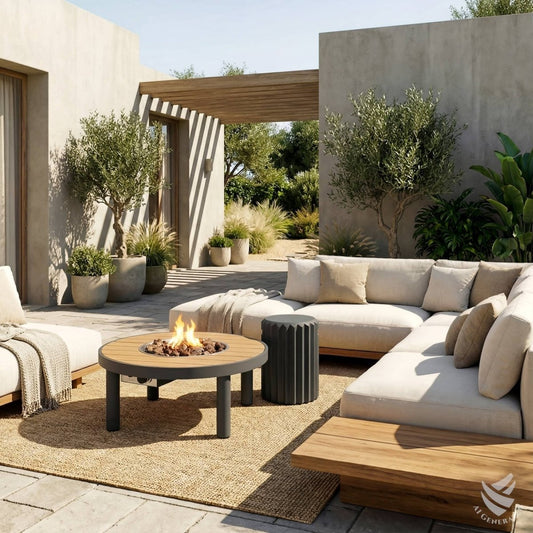 Happy Cocooning Riviera 80 Gas Fire Table - outdoor fireplaces - Ice Cold Spice | Smokey Anthracite