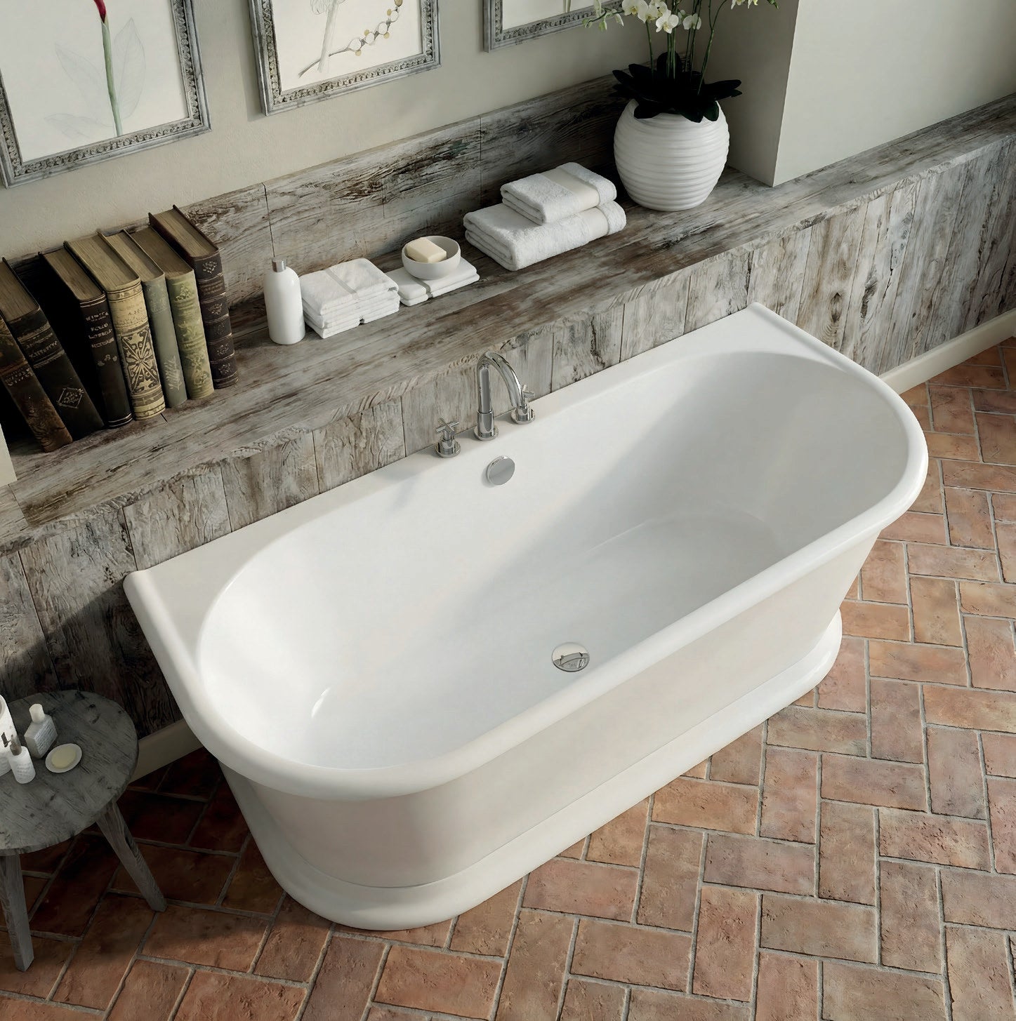 Vincent Alexander Haven Double Ended Oval Back to Wall Bathtub
